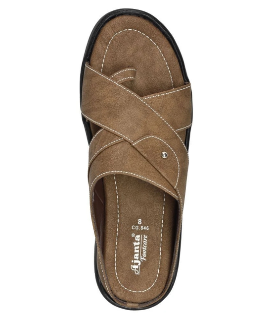 Ajanta Brown Mens Leather Slipper - None