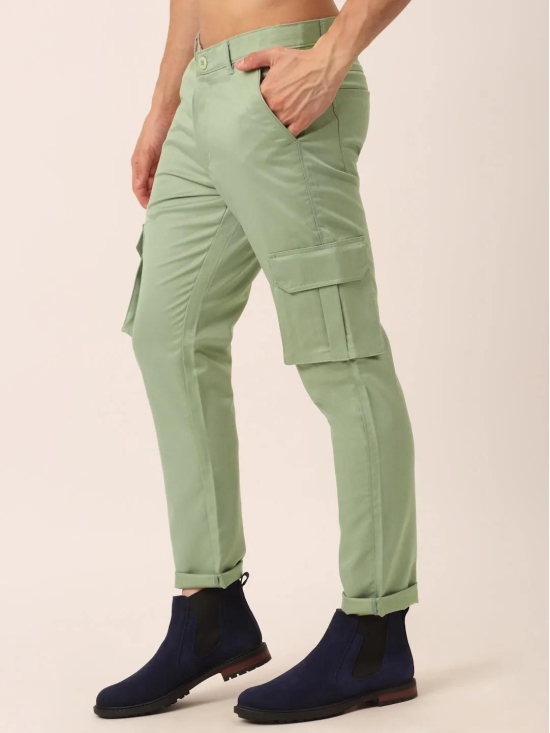 Indian Needle Mens Casual Cotton Solid Cargo Pants-32 / Green