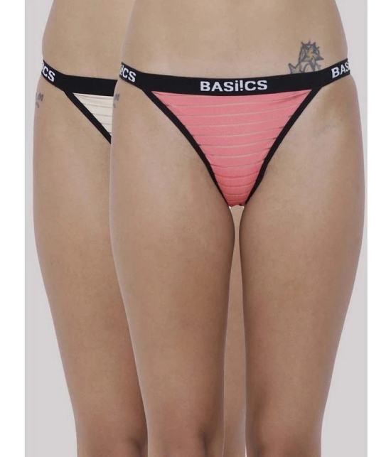 BASIICS By La Intimo - Multicolor BCPTH010B Polyester Striped Womens Crotchless ( Pack of 2 ) - None