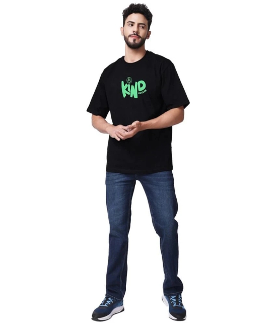 Leotude Cotton Blend Oversized Fit Printed Half Sleeves Mens T-Shirt - Black ( Pack of 1 ) - None