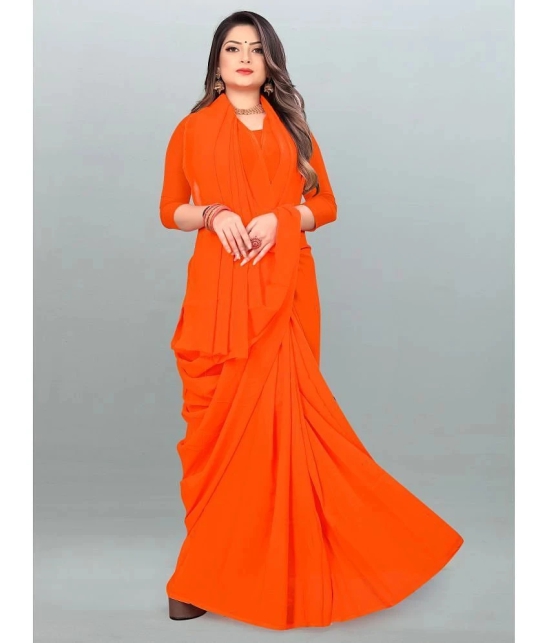 ANAND SAREES - Orange Georgette Saree With Blouse Piece ( Pack of 1 ) - Orange