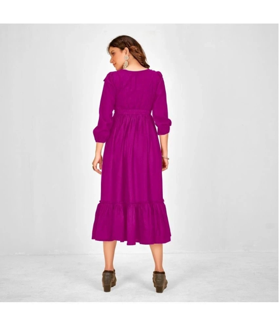 JASH CREATION Polyester solid Midi Womens Fit & Flare Dress - Purple ( Pack of 1 ) - None