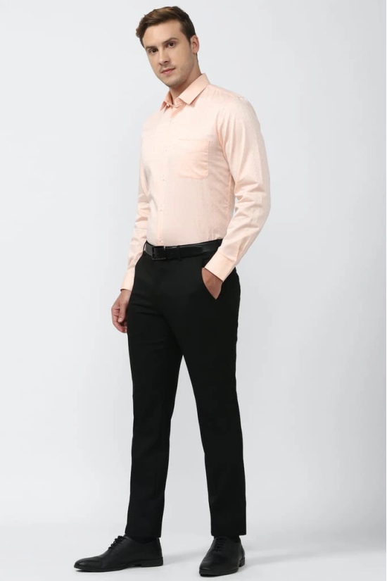 Men Peach Slim Fit Formal Full Sleeves Formal Shirt