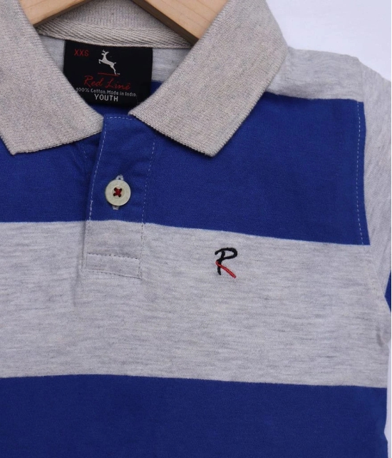 Boys Blue and White Striped Polo T-Shirt