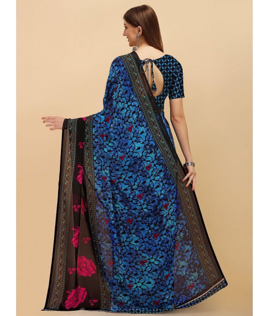 LEELAVATI - Blue Georgette Saree With Blouse Piece ( Pack of 1 ) - Blue