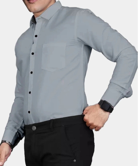 Supersquad Cotton Blend Regular Fit Full Sleeves Mens Formal Shirt - Grey ( Pack of 1 ) - None