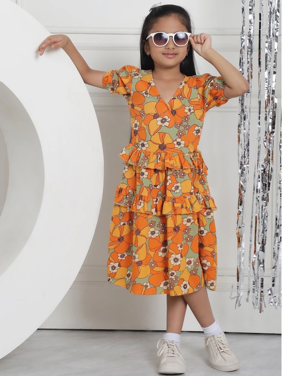 MINI & MING Girls Floral Printed Wrap Dress