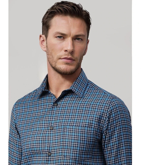 UrbanMark Cotton Blend Slim Fit Checks Full Sleeves Mens Casual Shirt - Blue ( Pack of 1 ) - None