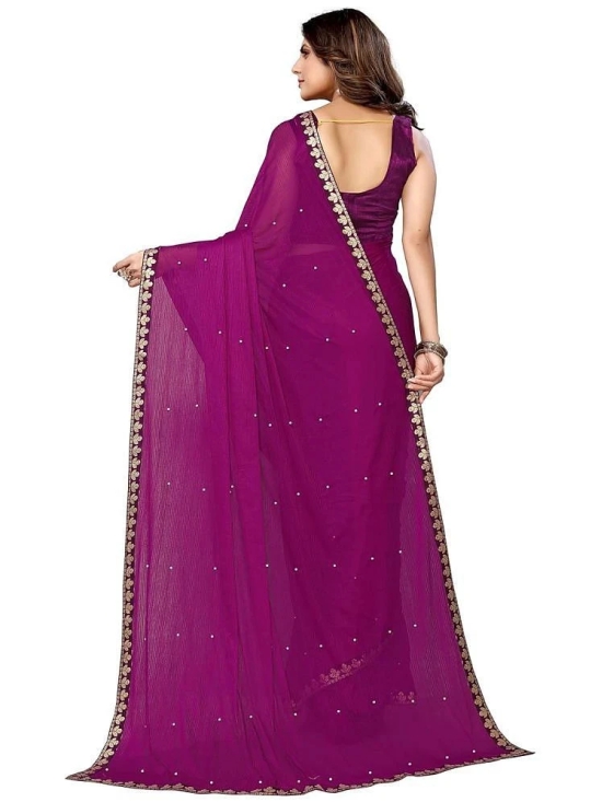 Saadhvi Lycra Solid Saree With Blouse Piece - Purple ( Pack of 1 ) - Purple