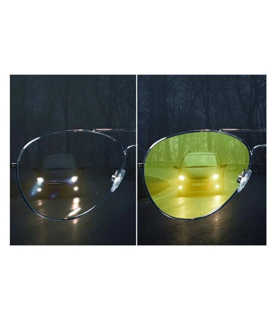 HR Styles Imported UV Protected Polycarbonate Aviator Night Vision Sunglasses for Driving Yellow - Freesize