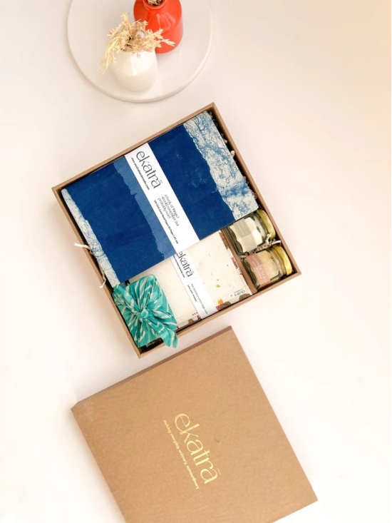 Sustainable Wellness Hamper for all by Ekatra - Indigo Stripes