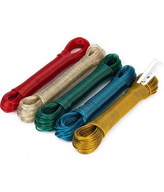 20 Meter Steel Anti-Rust Wire Cloth Rope Assoreted Color (Pack of 1)