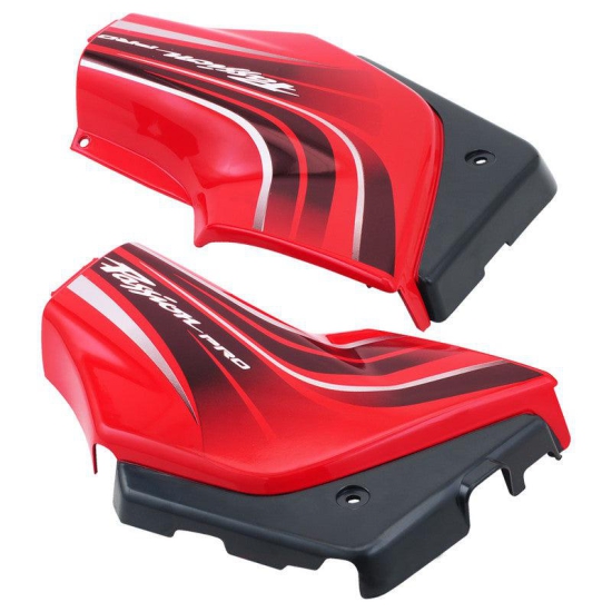 Side Panel / Side Cowl Set Fit For Hero Passion Pro Digital S.Red Col. For Black Bike (Red Sticker)