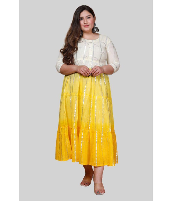 miravan - Yellow Cotton Women's Anarkali Kurti ( Pack of 1 ) - None