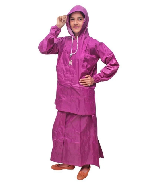 Goodluck Nylon Raincoat Set - Pink - XL