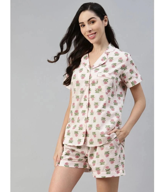 Divena - Pink 100% Cotton Womens Nightwear Nightsuit Sets ( Pack of 1 ) - None