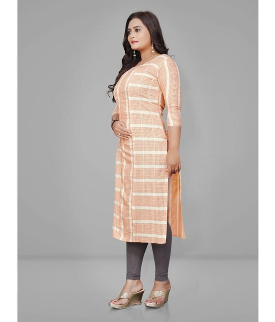 Parastri - Peach Cotton Womens Straight Kurti ( Pack of 1 ) - None