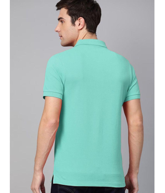 ADORATE Cotton Blend Regular Fit Solid Half Sleeves Mens Polo T Shirt - Turquoise ( Pack of 1 ) - None