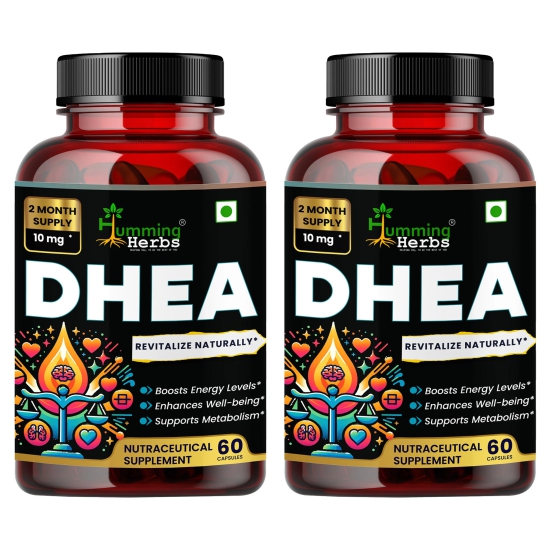 Humming Herbs DHEA 10mg Supplement - Micronized for Enhanced Absorption - Boosts Energy, Supports Metabolism & Promotes Well-being - Pack of 2