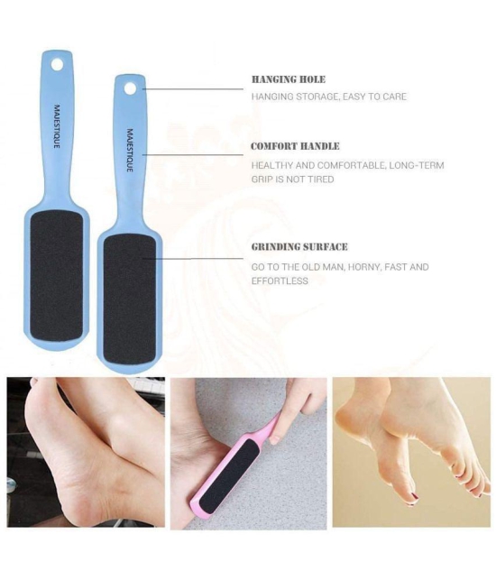 Majestique 2Pcs Pedicure Doublesided Foot Scrubber Tools For Wet And Dry Feet Multicolor