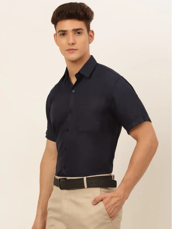 Indian Needle Men's Cotton Solid Formal Shirt's-M / Navy-Blue