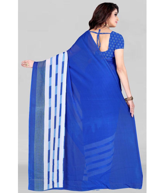 LEELAVATI - Blue Georgette Saree With Blouse Piece ( Pack of 1 ) - Blue