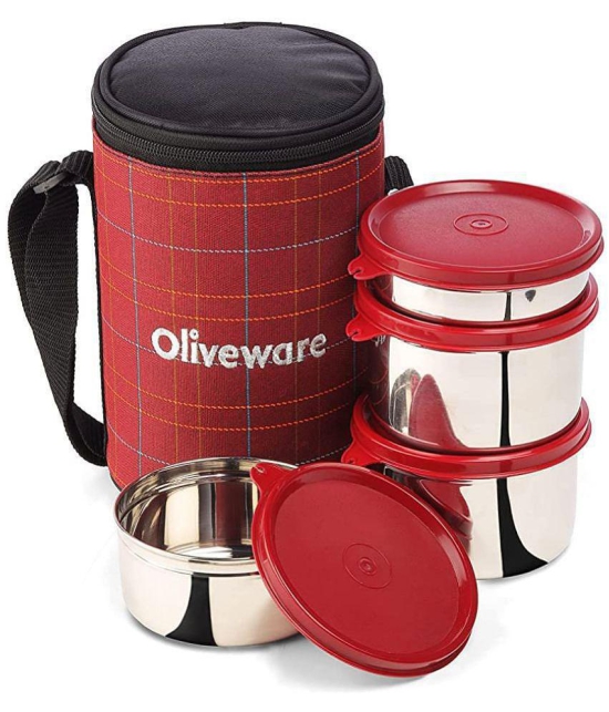 Oliveware Stainless Steel Lunch Box 4 - Container ( Pack of 1 )