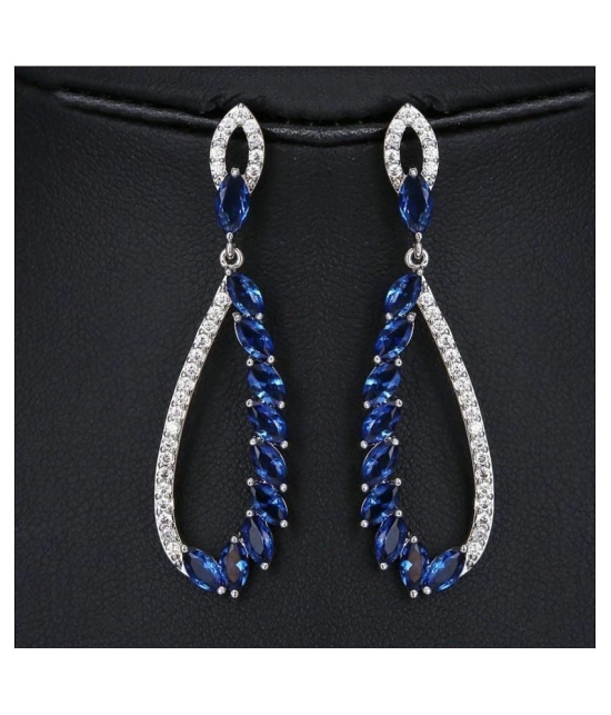 YouBella Silver Plated Fashion Stylish Fancy Party Wear Blue Earrings for Girl and Women - Blue