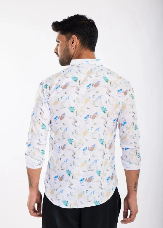 Feathers Premium Linen Printed Shirt-M - 38