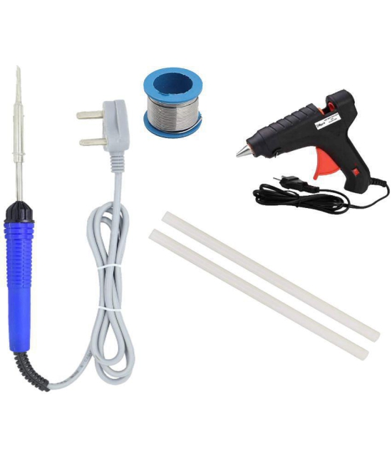 ALDECO: ( 5 in 1 ) Soldering Iron Kit contains- Blue Iron, Glue Gun 2 Glue Stick, Wire