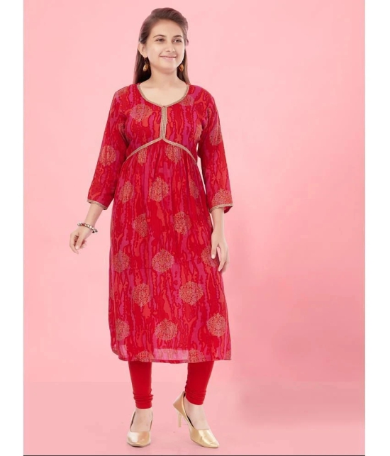 Aarika Red Cotton Girls Kurti ( Pack of 1 ) - None