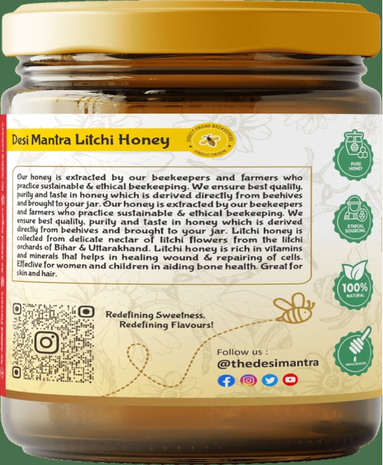 Desi Mantra's Pure Litchi Honey | 250g | Glass Jar