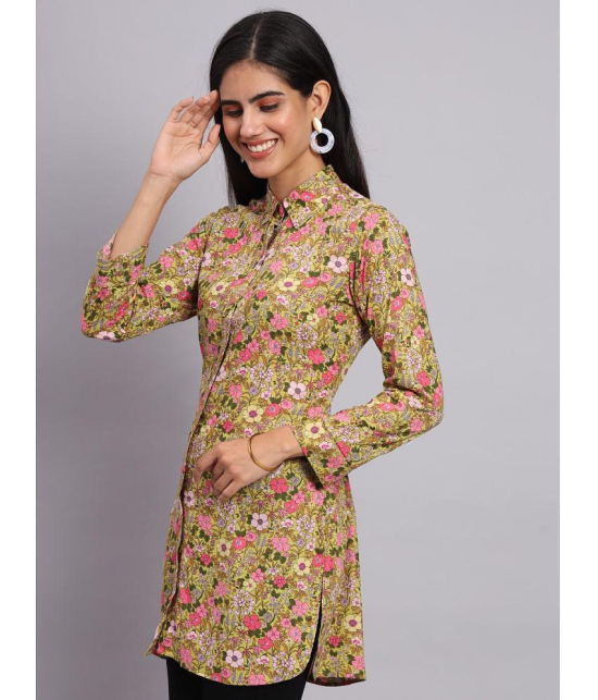 Tissu Rayon Printed Shirt Style Womens Kurti - Yellow ( Pack of 1 ) - None