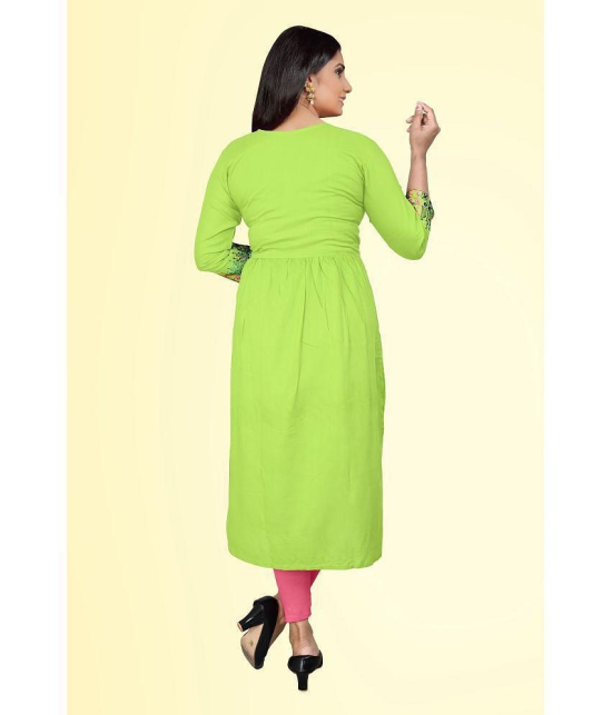 haya fashion - Lime Green Rayon Women's Straight Kurti ( Pack of 1 ) - None