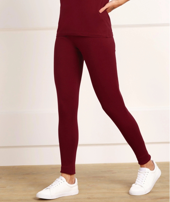 Thermal Tights for Winter Stretchable - Maroon-L / Maroon