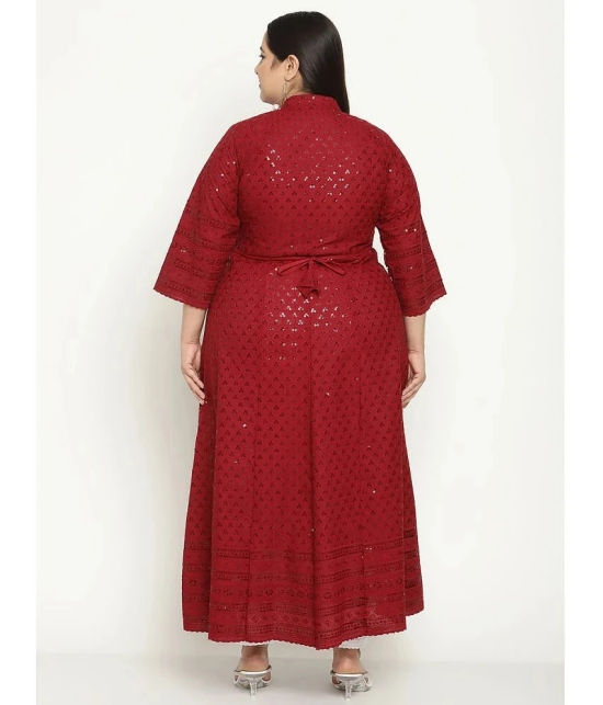 Queenley - Maroon Cotton Womens Flared Kurti ( Pack of 1 ) - None