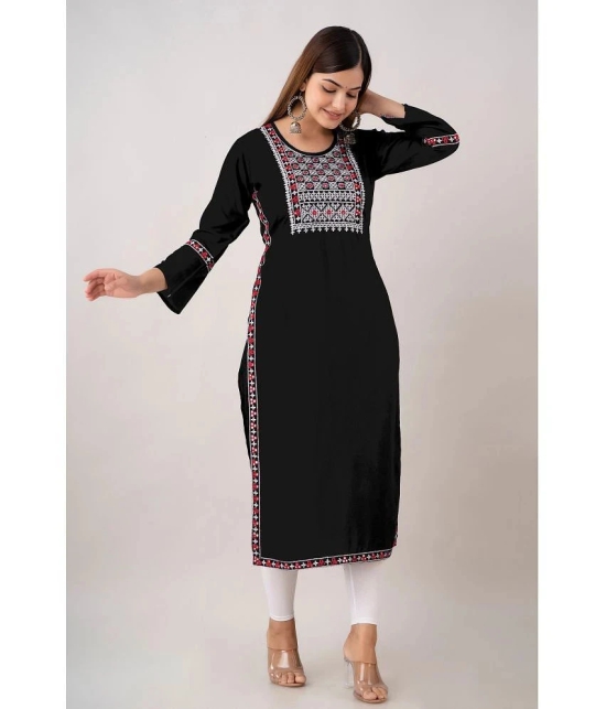 Kapadia - Black Rayon Womens Straight Kurti ( Pack of 1 ) - None