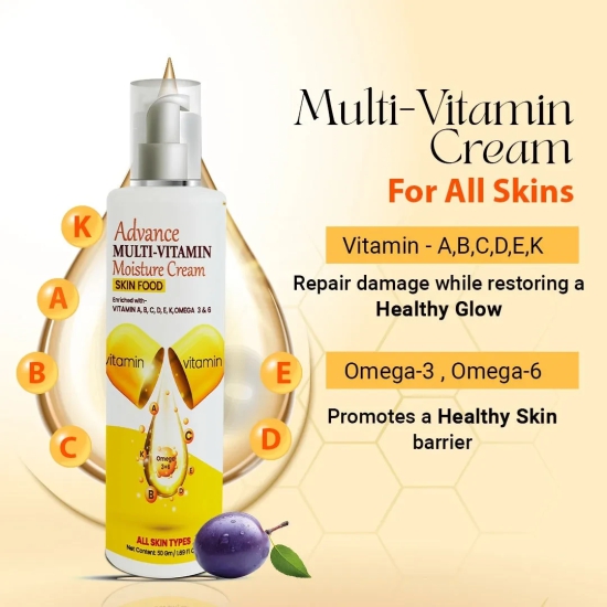 Advance Multi-Vitamin Moisture Cream Skin Food Enriched with- Vitamin A, B, C, D, E, K, OMEGA 3 & 6.