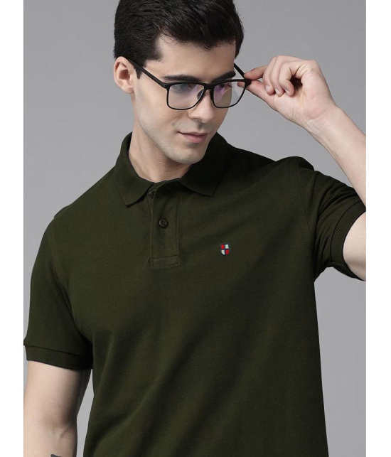 ADORATE Cotton Blend Regular Fit Solid Half Sleeves Men's Polo T Shirt - Olive ( Pack of 1 ) - None