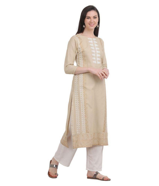 SAAKAA - Khaki Rayon Women's Straight Kurti ( Pack of 1 ) - XXL