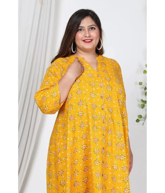 Swasti Cotton Blend Printed Front Slit Womens Kurti - Yellow ( Pack of 1 ) - None