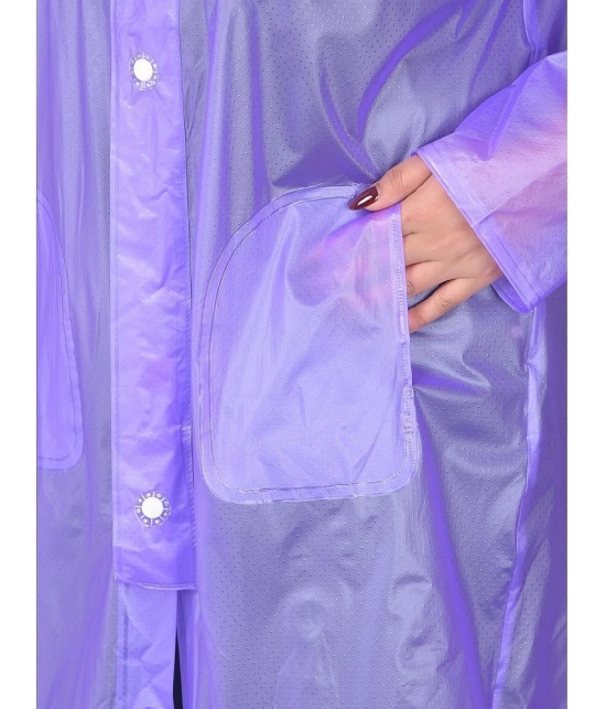 Dollar Polyester Long Raincoat - Purple - None