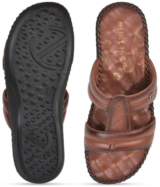 Liberty - Brown Mens Leather Slipper - None