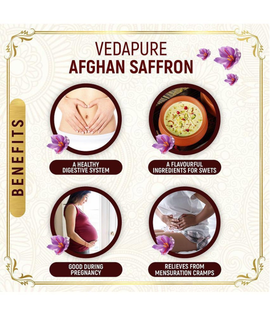 Vedapure Natural and Finest A++ Grade 1 Gram Afghani Kesar / Saffron Threads (Pack of 2)