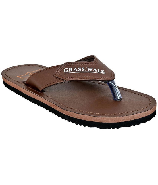 GRASS WALK - Brown Mens Thong Flip Flop - None