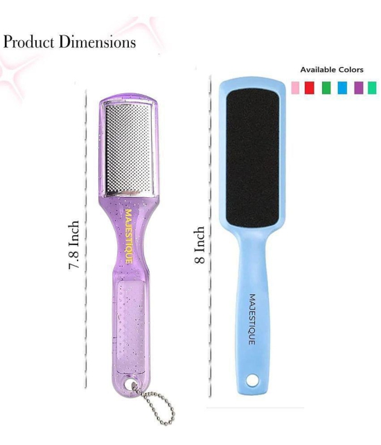 Majestique 2Pcs Pedicure Doublesided Foot Scrubber Tools For Wet And Dry Feet Multicolor