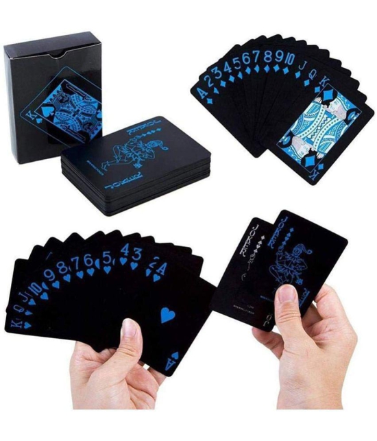 GEEO Waterproof PVC Playing Cards Set Pure Color Black Poker Card Classic Magic Tricks Tool Yacht Game Party Toy 54Pcs