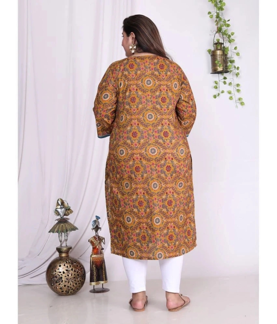 Swasti Cotton Printed Straight Womens Kurti - Mustard ( Pack of 1 ) - None