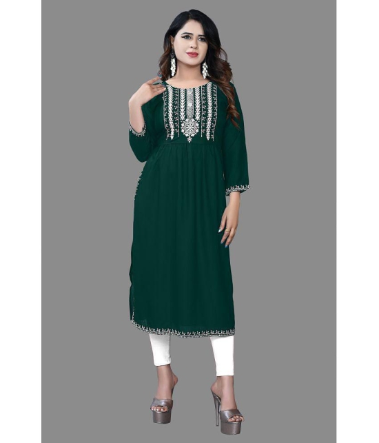 haya fashion - Green Rayon Women's Straight Kurti ( Pack of 1 ) - None