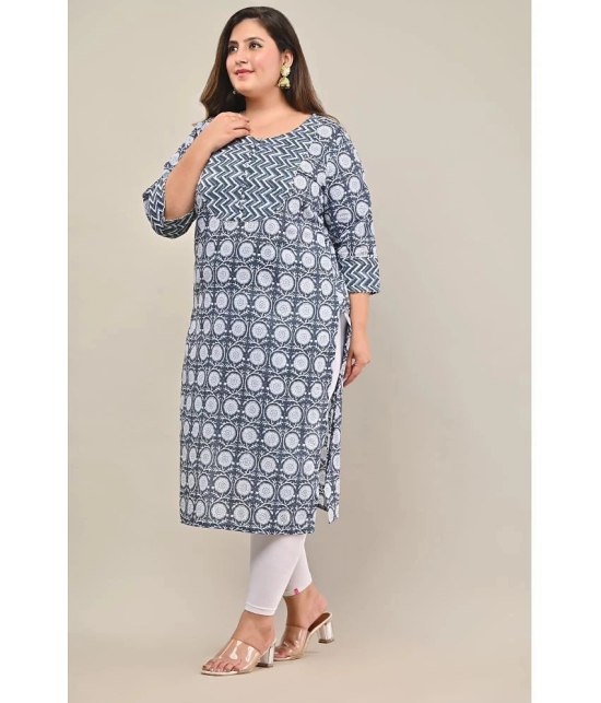 Swasti - Blue 100% Cotton Womens Straight Kurti ( Pack of 1 ) - None